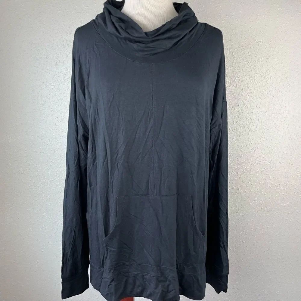 Sleepyheads Black Cowl Neck Pajama Top Size XL EUC